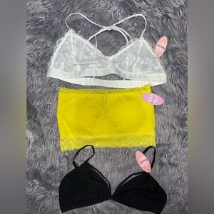 Anemone Bee Hive 3 Pack Lace Bralette Set in S/M